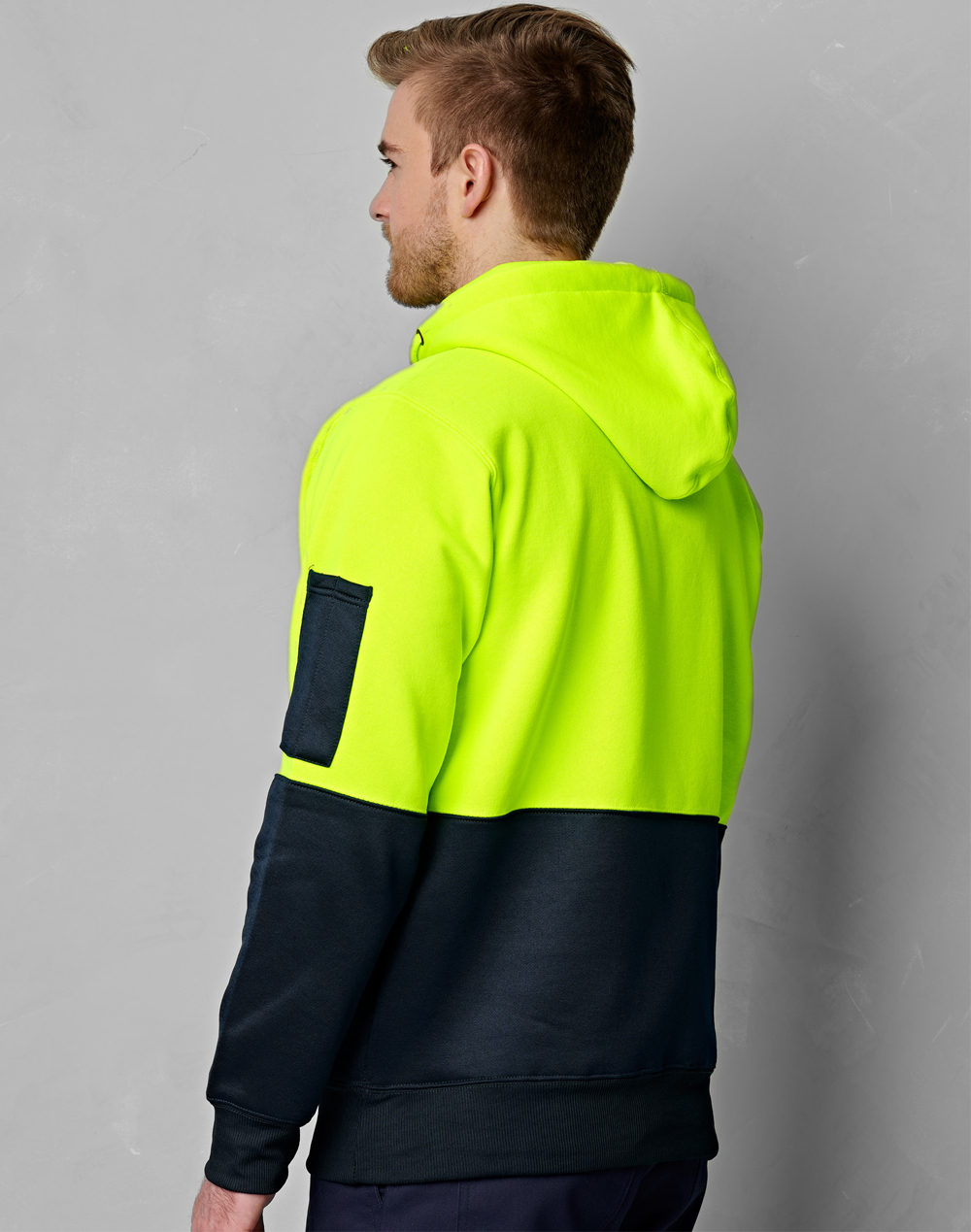SW38 HI-VIS TWO TONE FLEECY HOODIE UNISEX - Image 3