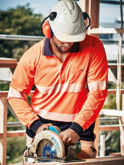 Unisex Hi Vis Segmented Tape Long Sleeve Polo