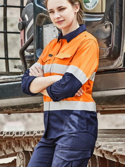Womens Rugged Cooling Hi Vis Taped Long Sleeve Shirt